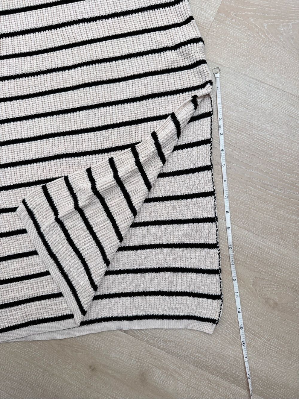 Striped Crochet Knit Polo Midi Dress Sz M Beige Black Slit Beach Summer Preppy - Picture 8 of 14